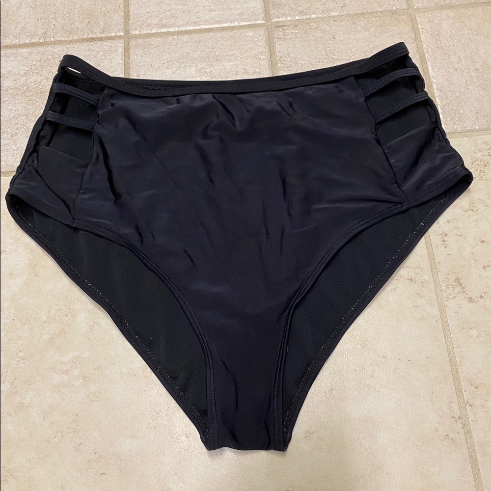 High waisted side slit bikini bottoms